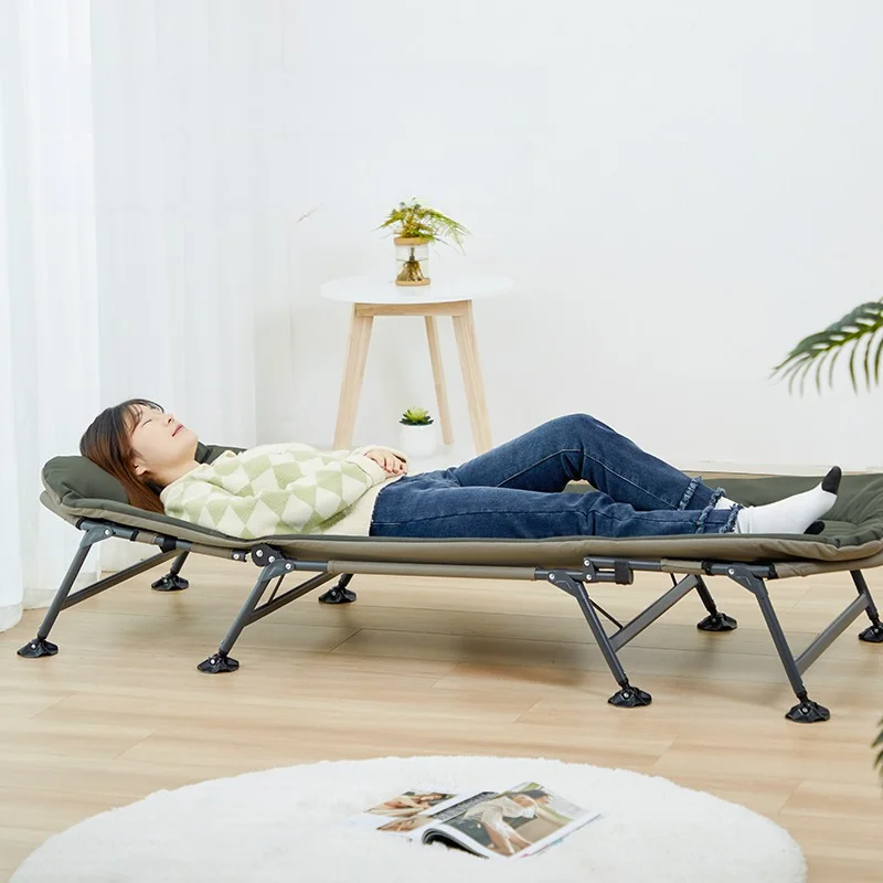 Folding Single Bed, Portable Military Cot for Caregiver, Wear-resistant & Stain-resistant Recliner Chair, Easy Setup for Home