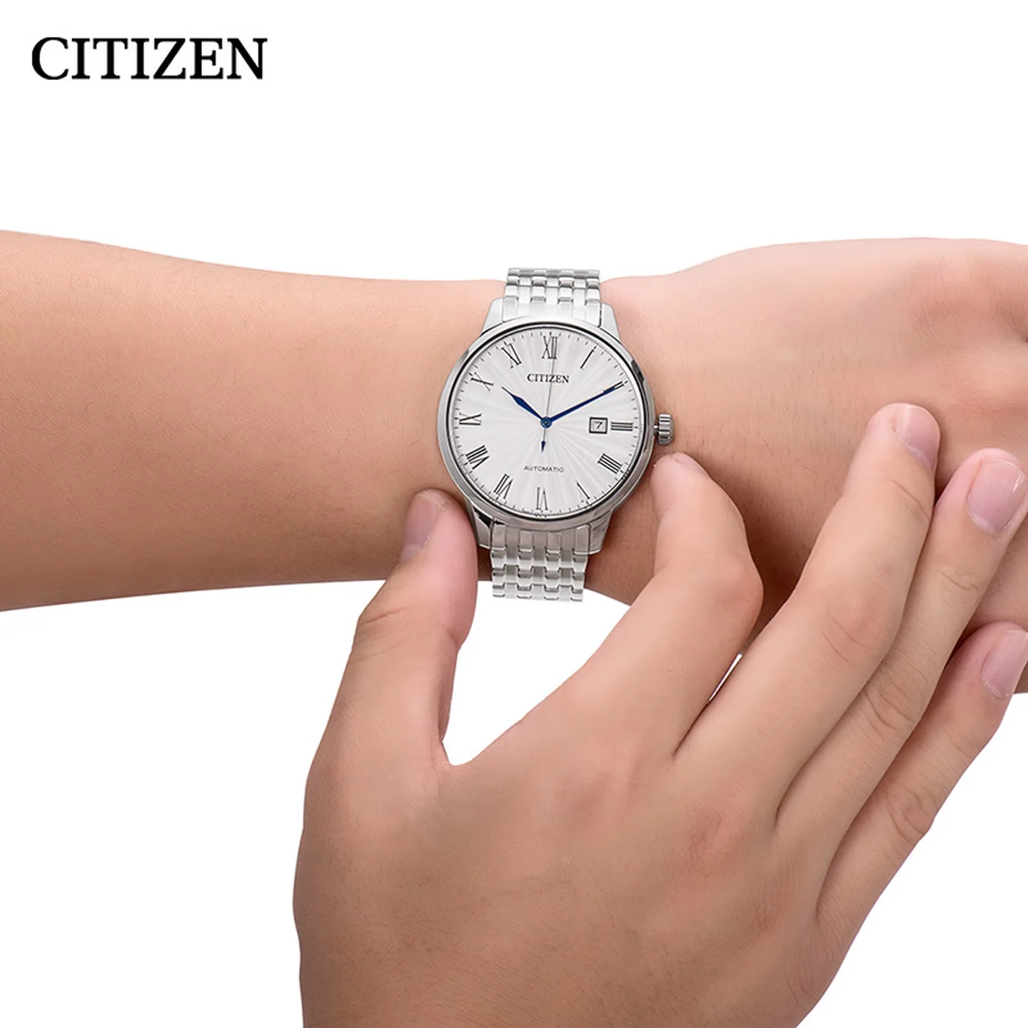 Original Citizen NJ0080-50A Automatic Made in Japan 42mm White Dial Roman Index Steel Sapphire Glass 50M Waterproof