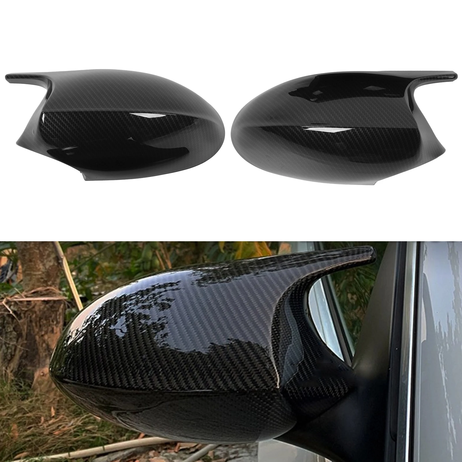 

1 Pair Side Mirror Cover Carbon Fiber Style ABS Rearview Mirror Cap For BMW E90 E91 E92 E93 Pre LCI 2005-2009