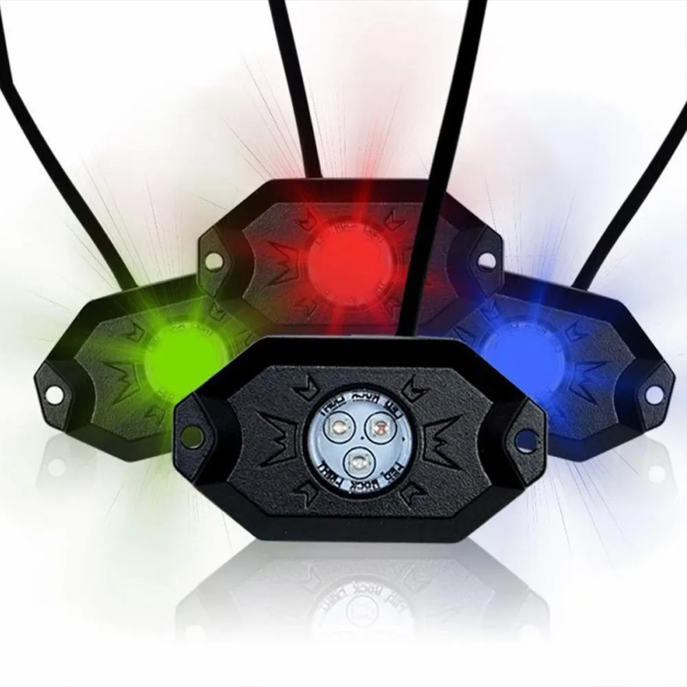 

4-Piece Bottom Light RGB Neon Rock Light Kit, App Control, Music Mode Flashing, IP67 Waterproof, 13W Power Hub Light