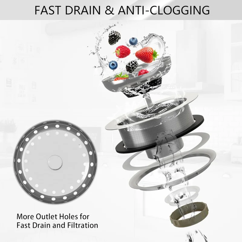 طقم مصفاة من الفولاذ المقاوم للصدأ المصقول مقاس 3-1/2 بوصة مع سلة وإيقاف #6