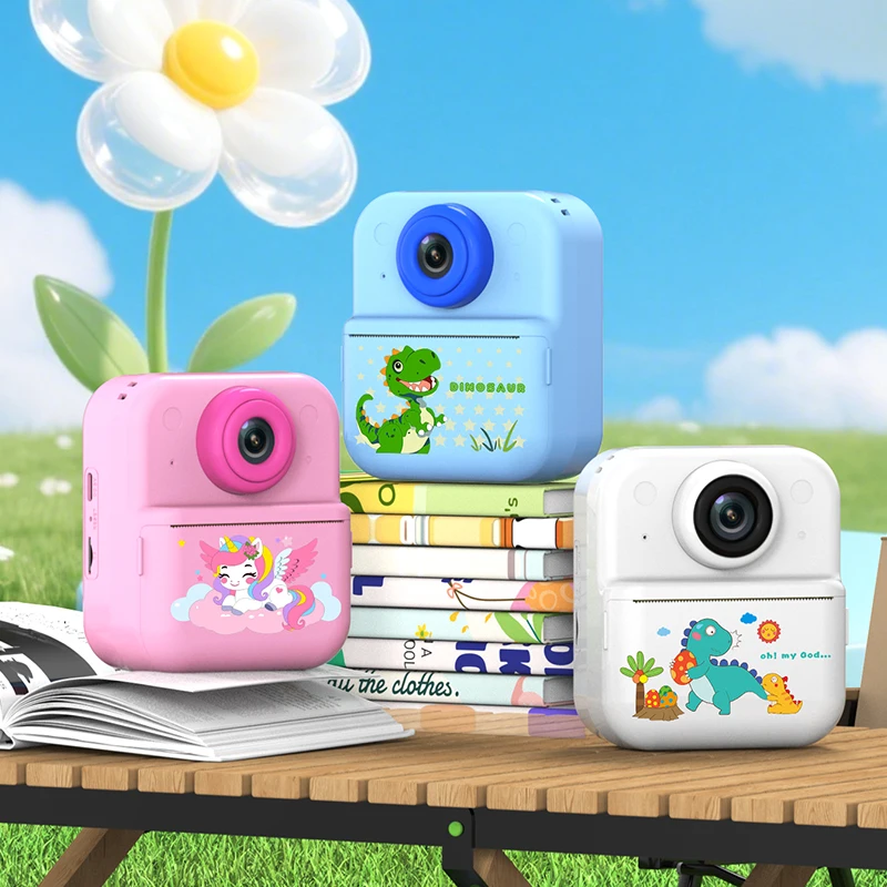 

Kids Instant Camera 1080P Dual Selfie Video Digital Camera Cartoon Thermal Inkless Printer Toy for Creative Children