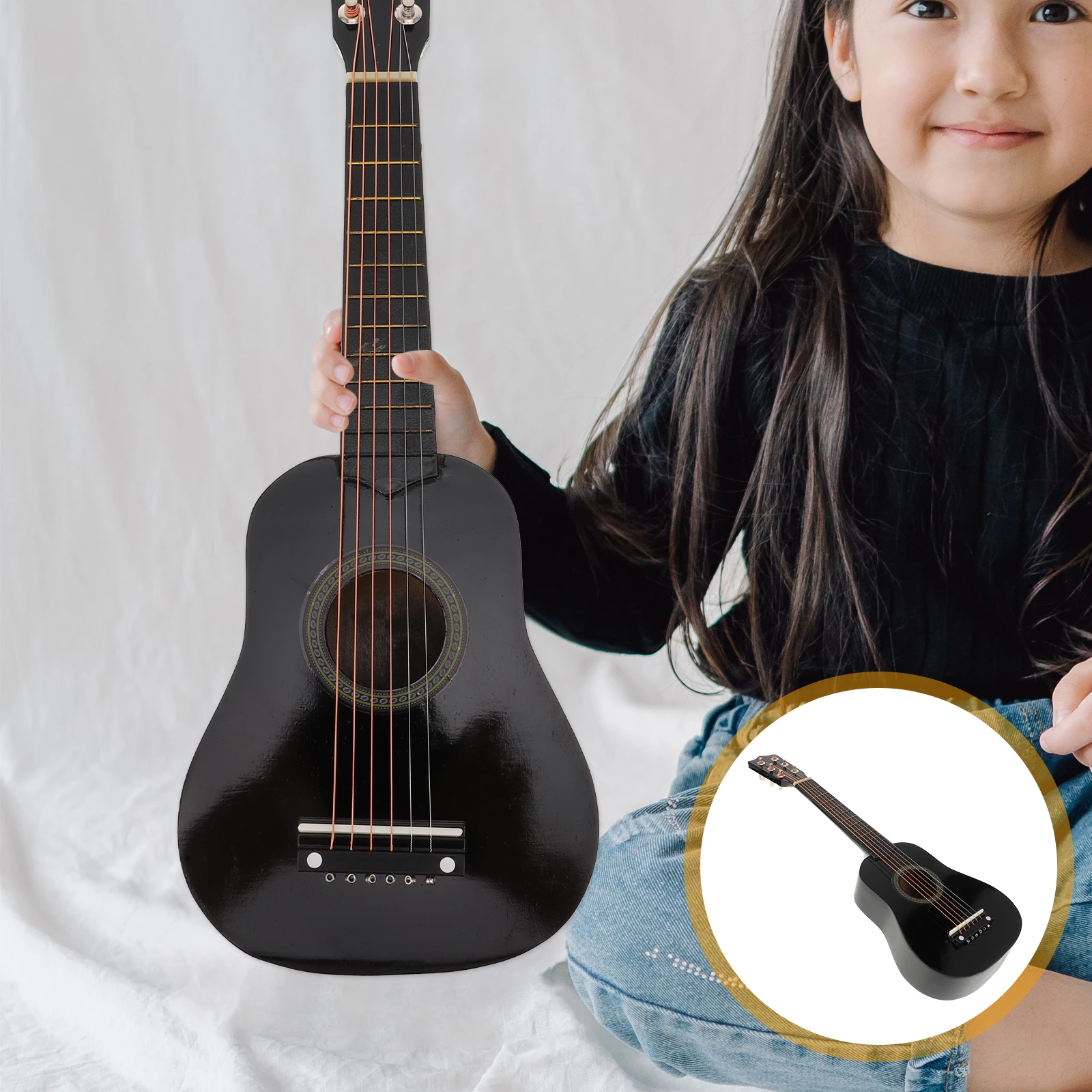 

Kids Guitar 21 Inch Wooden Acoustic Music Toy for Boys Children Beginner Toddlers Baby Portable Sound Quality