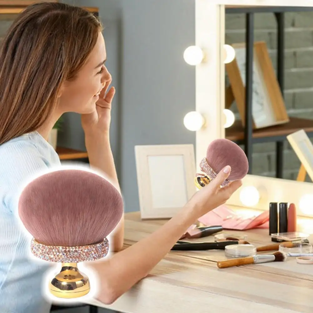 Mushroom Makeup Brush with Rhinestone Handle Multi-purpose Cosmetic Brush Face Body Shimmers Brush Makeup Application Brushes