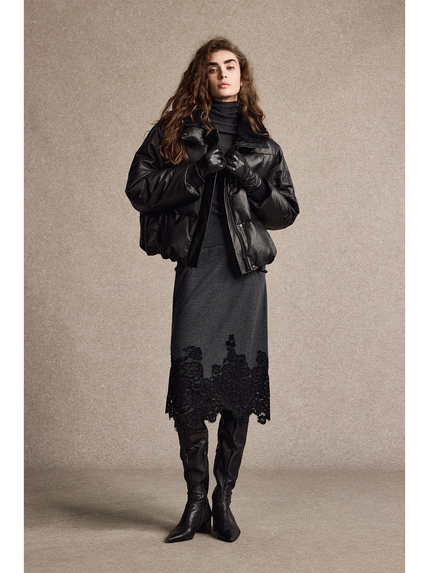 

Шерстяной вязаный комплект ручной работы с кружевом, женский повседневный комплект Long Sve round Ne Top Bot, осенне-весенний комплект Faion