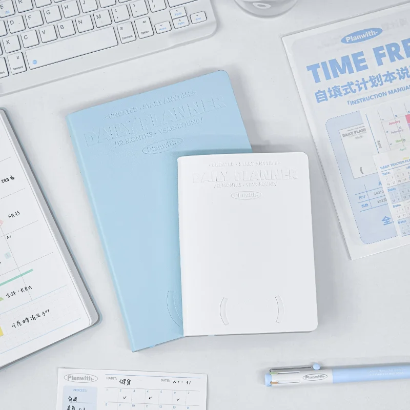 

Korean Style Daily Planner Notebook Portable Schedule Journal with Self-fill Calendar for Students Efficiency Organizer