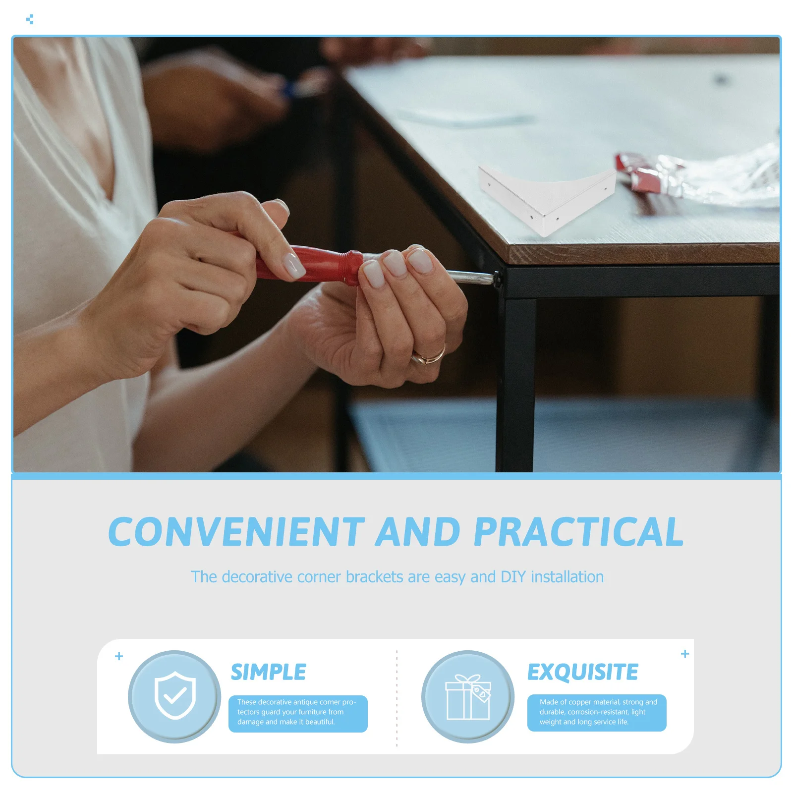 4 قطعة واقيات الزوايا النحاسية حامي الأثاث مصدات الزوايا المعدنية العتيقة حافة حارس السلامة لخزانة الطاولة