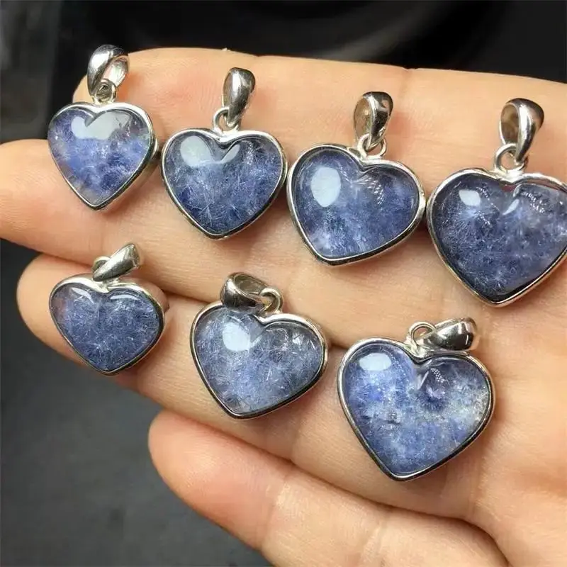 Natural Dumortierite Heart Pendant Fashion Fengshui Crystal Jewelry Holiday Gift Women Healing Energy Stone 1pcs 14-16MM