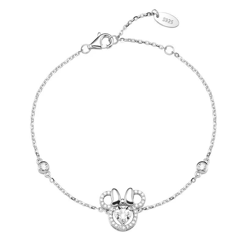 

Подлинный серебряный браслет Disney Sweet Minnie с инкрустацией, женский, для повседневной носки, прекрасный подарок на день рождения для подруг.