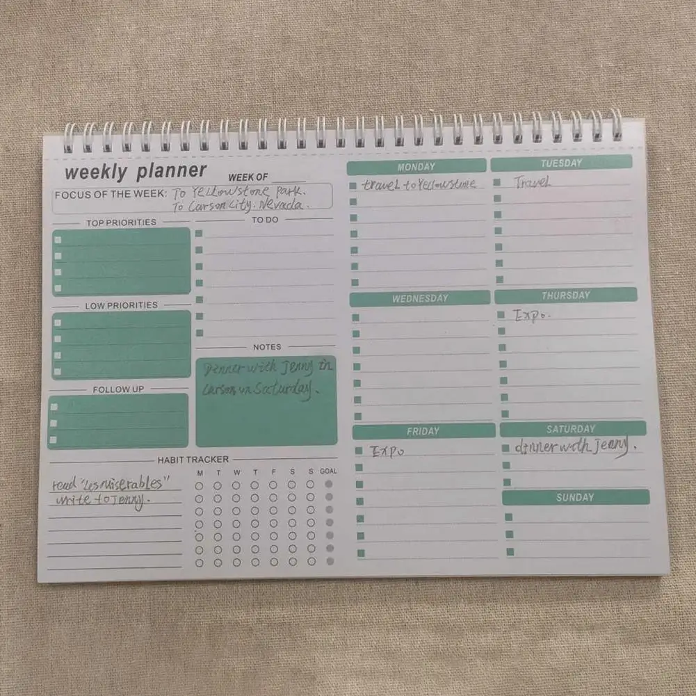 Tygodnik gruby papier terminarz tygodniowy z wiązaniem dwuprzewodowym wydajnym harmonogramem organizującym notatnik biurowy czasopisma