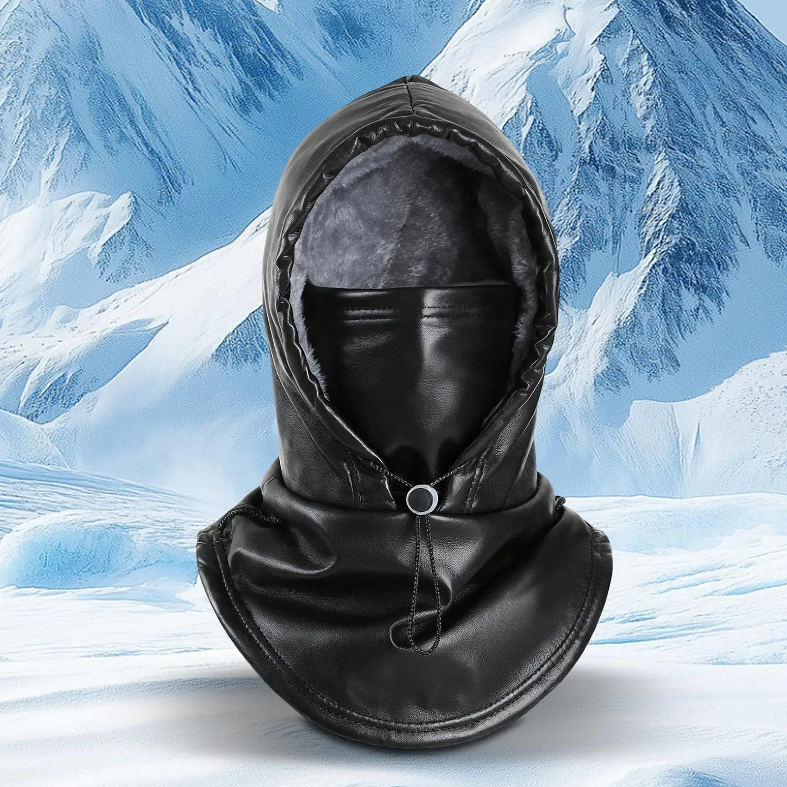 Snow Face Cover Thermal Thickened Protective PU Men Riding Winter Full Face Cover For Outdoor Motorcycle Riding Hiking Running