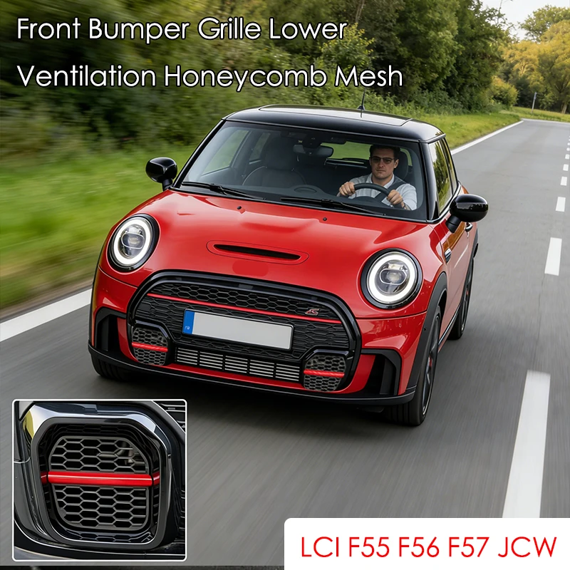 

Для MINI Cooper S JCW LCI F55 F56 F57: Сетчатая решетка-вставка для переднего бампера, нижний воздухозаборник, декоративная сетка, сетка «рыбья чешуя»
