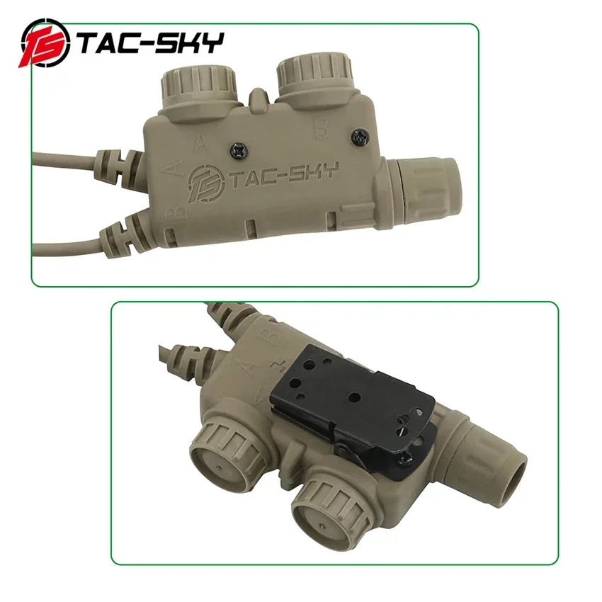 TAC-SKY Tactical Shooting Headset Ptt 6 Pin Dual Comm V2 PTT for AN/PRC 152 148 163 Radio for COMTAC SORDIN Tactical Headphones
