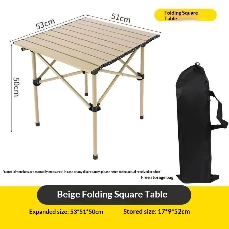 Portable Aluminum Alloy Folding Table and Chair Set for Outdoor Camping Picnic BBQ Self Driving Tour Lightweight Rolled Egg