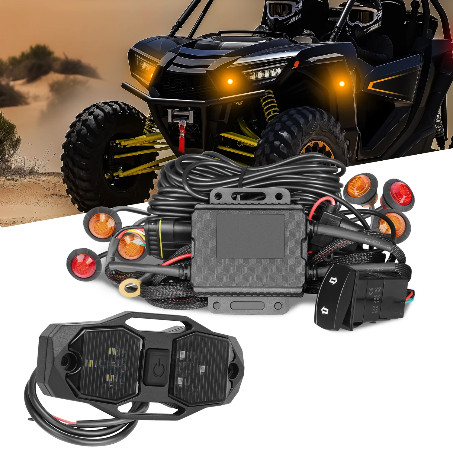 

Комплект поворотников UTV, универсальный комплект сигналов, кулисный переключатель и купольный светильник UTV, совместимый с Polaris Ranger RZR Can-Am Defender X3