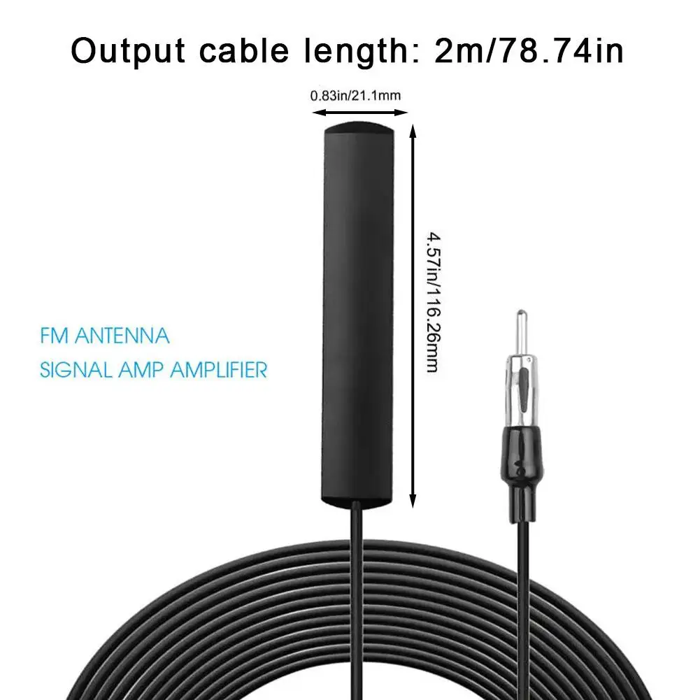 Universal Car Radio FM Antenna 2M Hidden Patch Signal Amplifier Booster For Auto Vehicle Boat RV Radio Signal Receiver