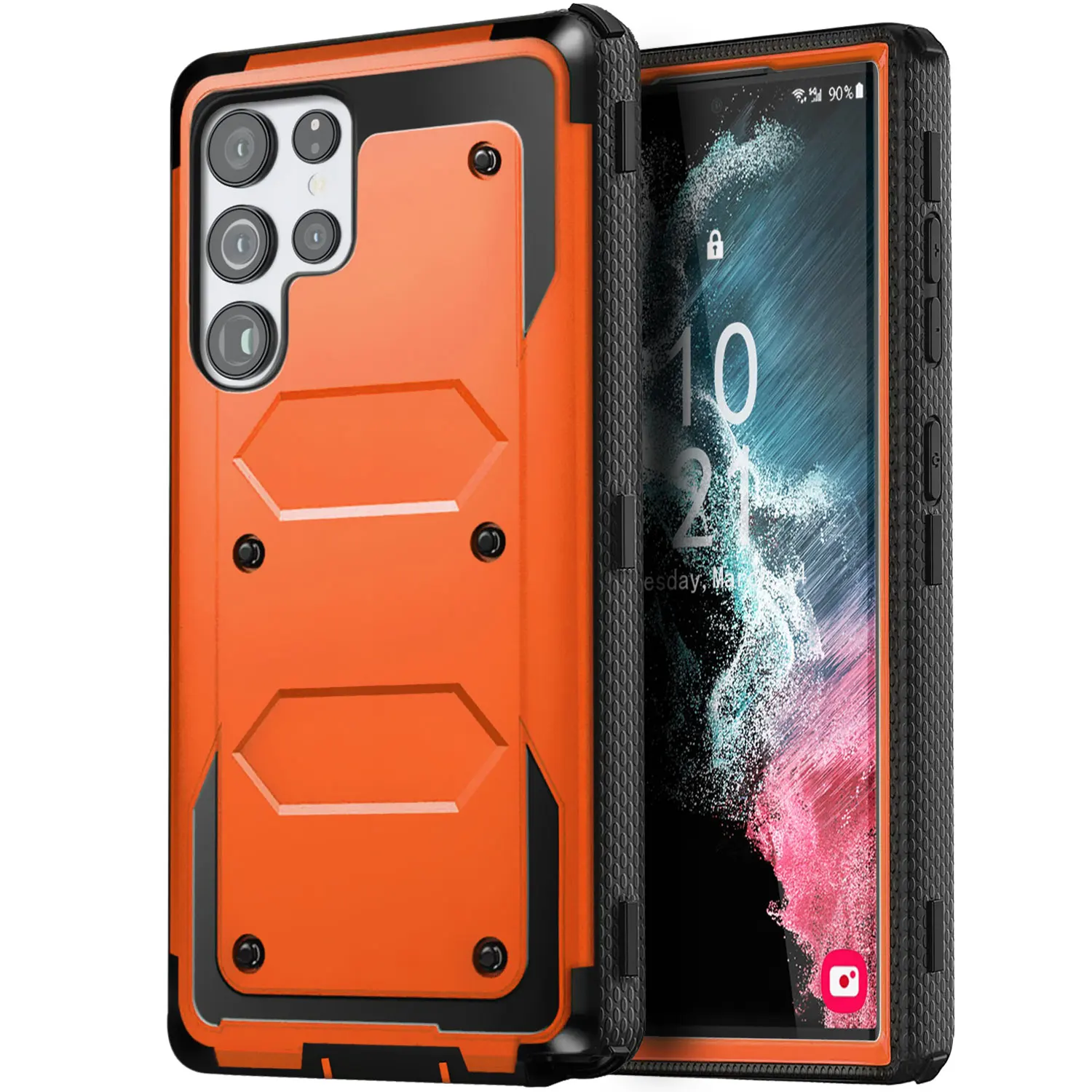 For Samsung Galaxy S22 Ultra/S22+/S22 Plus/S22 5G Phone Case Shockproof Protective Heavy Duty Rugged Hybrid Cover Orange