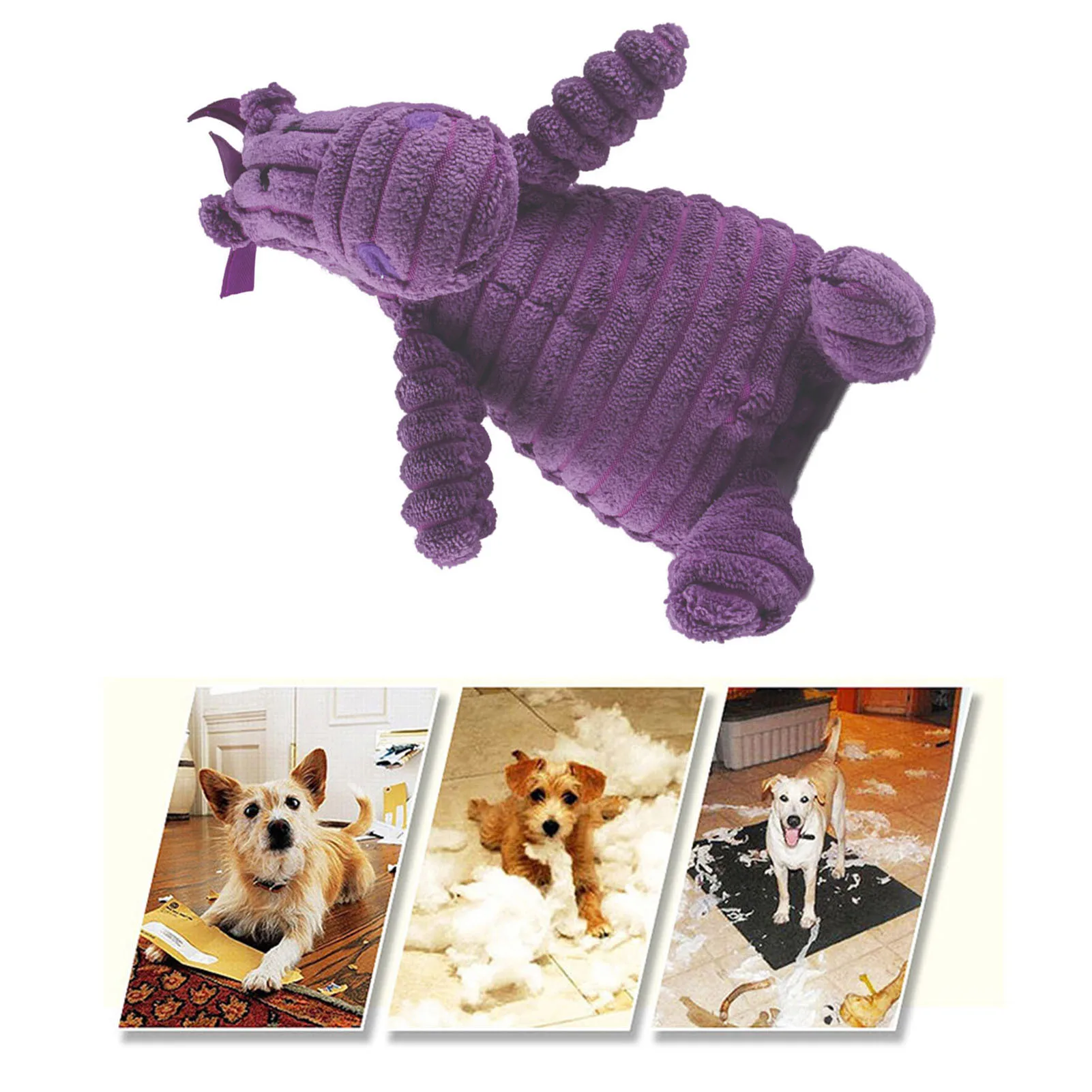 Animal Squeaker Crinkle Plush Toy Decompression Chewable Animal Sound Plush Toy Purple For Dog Pet