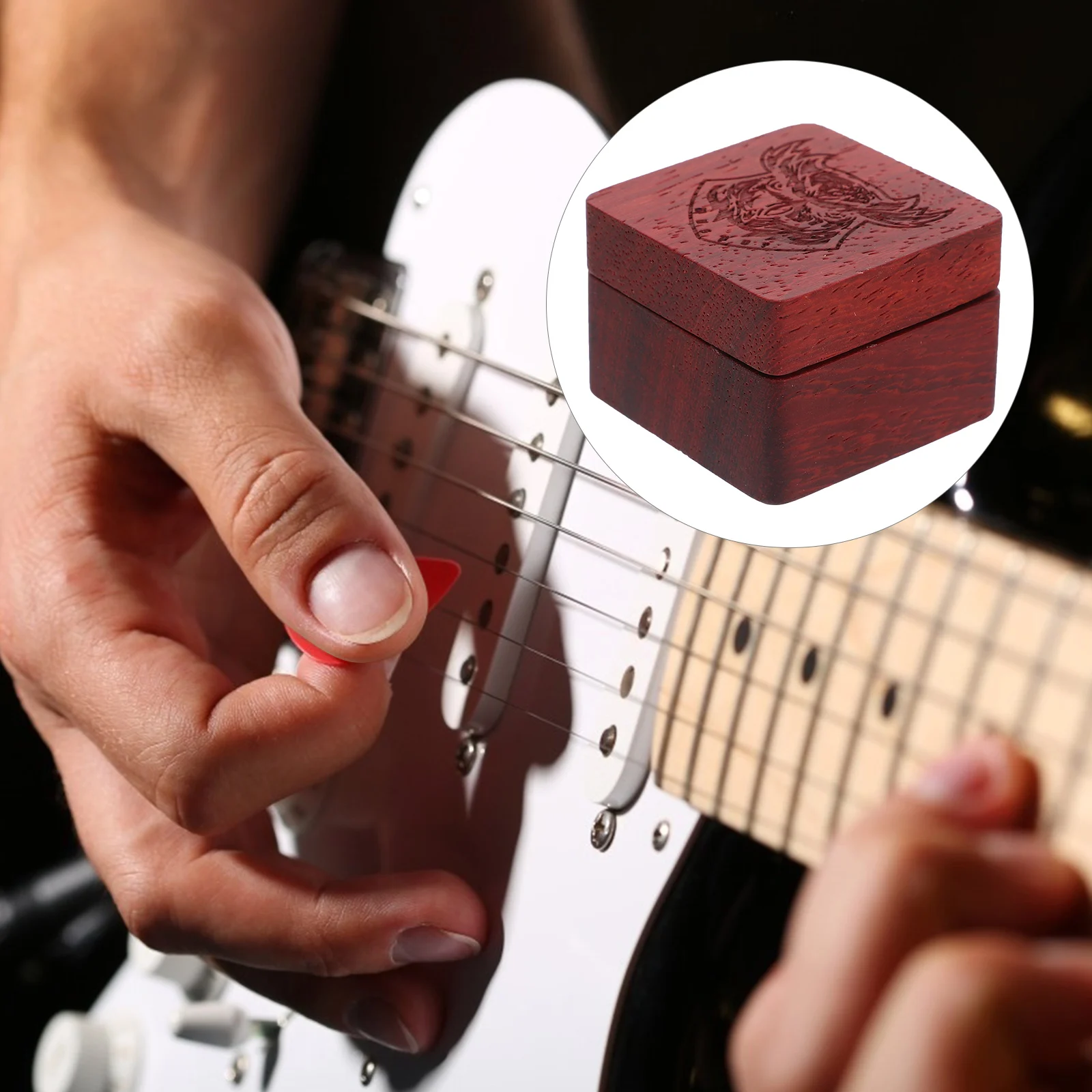 

Guitar Pick Storage Organizer Wooden Box Portable Case for Acoustic Electric Guitars Accessories Guitar Pick Holder