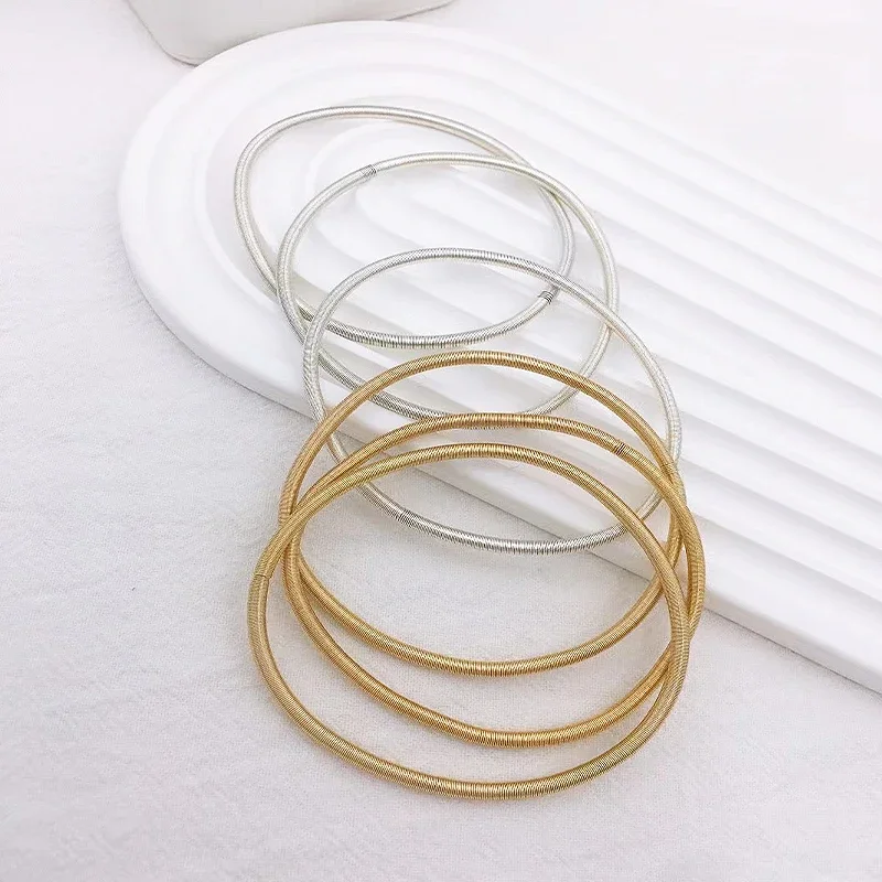 New Fashion Gold-plated Elastic Spiral Telescopic Bracelet Set for Women Hot Selling Simple Elegant Spring Bracelet Jewelry Gift