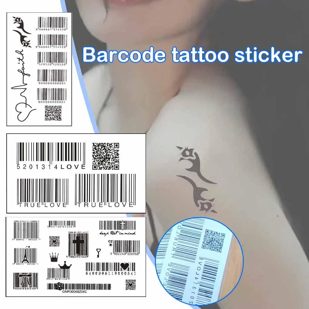 Tattoo Sticker Waterproof Body Art Sex Waterproof Temporary Tattoos For Men And Women Individuality 3D Barcode Design