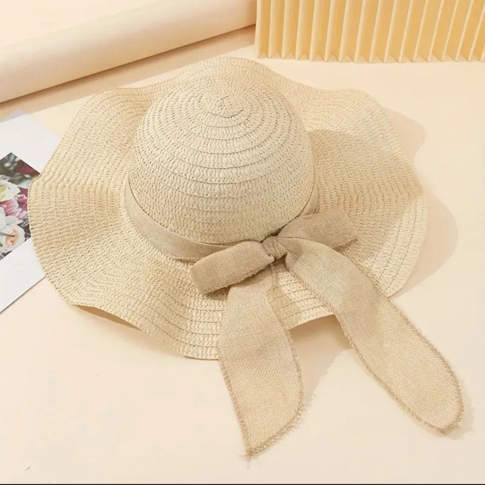 Damski kapelusz przeciwsłoneczny z kokardą, kapelusz plażowy z szerokim rondem, letnia czapka z ochroną UV, kapelusz podróżny na wakacje, kapelusz typu floppy, damski kapelusz wędkarski