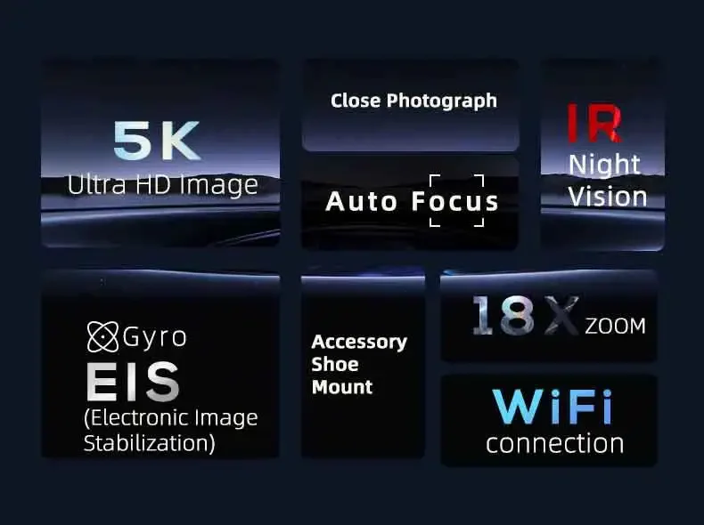 كاميرا فيديو 5K UHD 18X بدقة 48 ميجابكسل واي فاي كاميرا ويب بالأشعة تحت الحمراء للرؤية الليلية لكاميرا يوتيوب مدونة فيديو