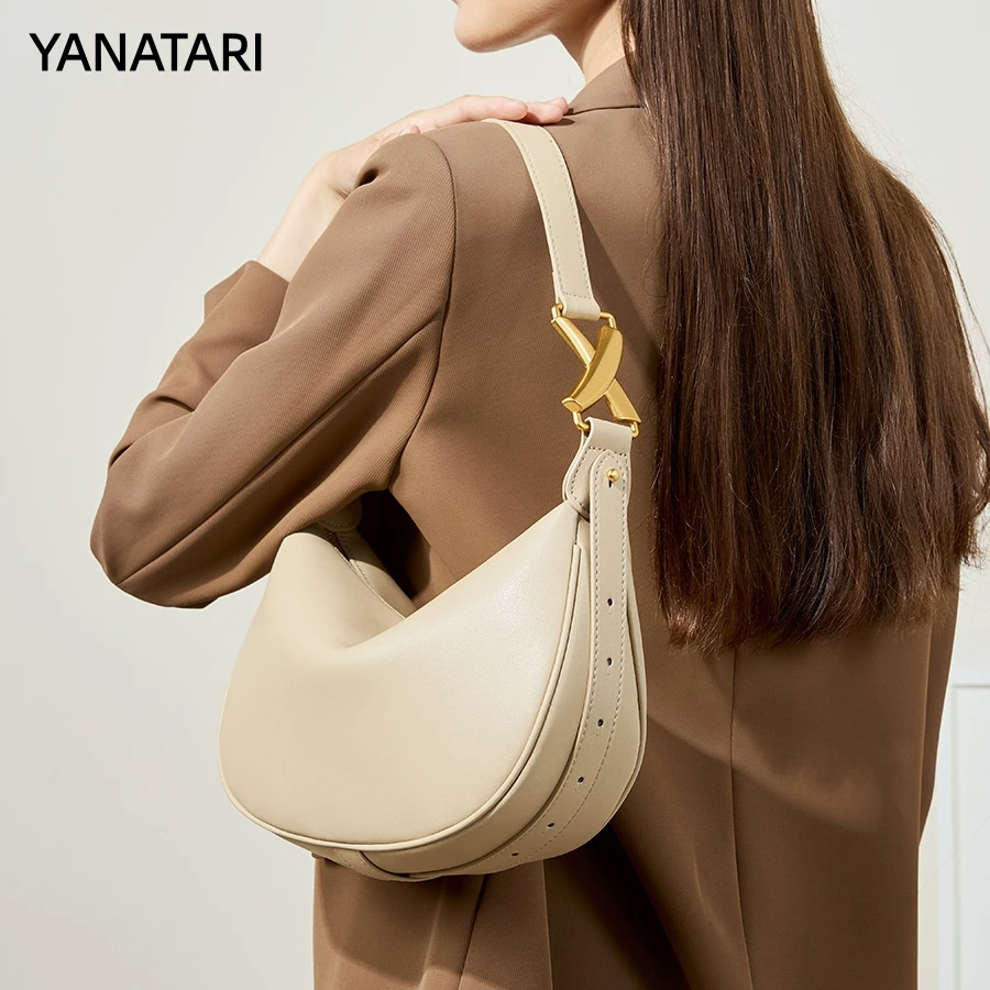 YANATARI Soft leather Dumpling bag genuine leather bag Soft Leather Large Capacity minimalist Crossbody bag women female luxury
