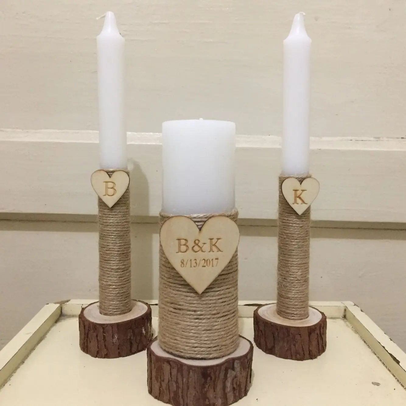 

Personalized Unity Candle set for Weddings, Unity Candles for Bride and Groom Rustic Wedding Ceremony Candle Holders