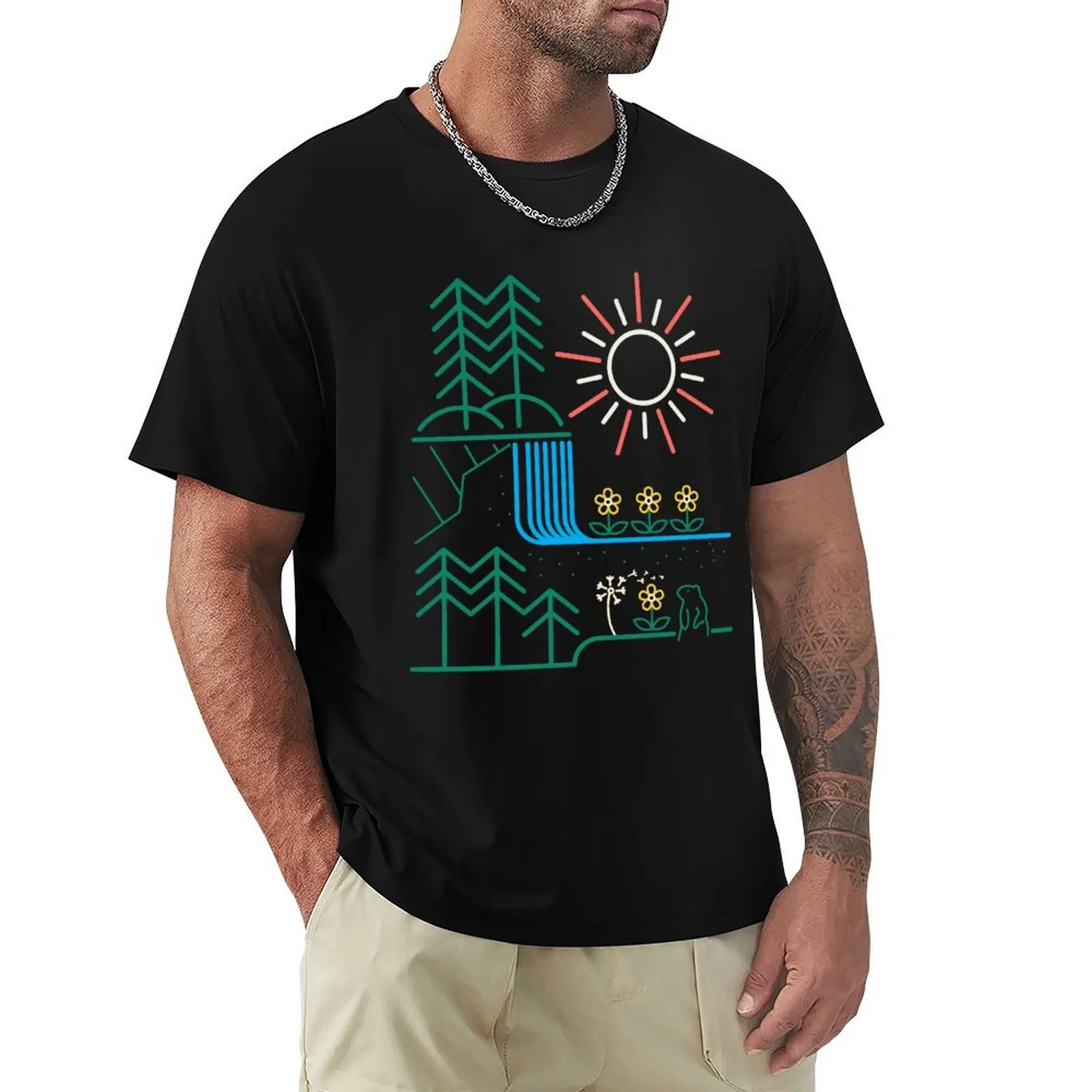 

Wild Spring Day - Geometric, Spring, Groundhog, Forest, Flowers, Floral T-Shirt Big and Tall Gym T-Shirt