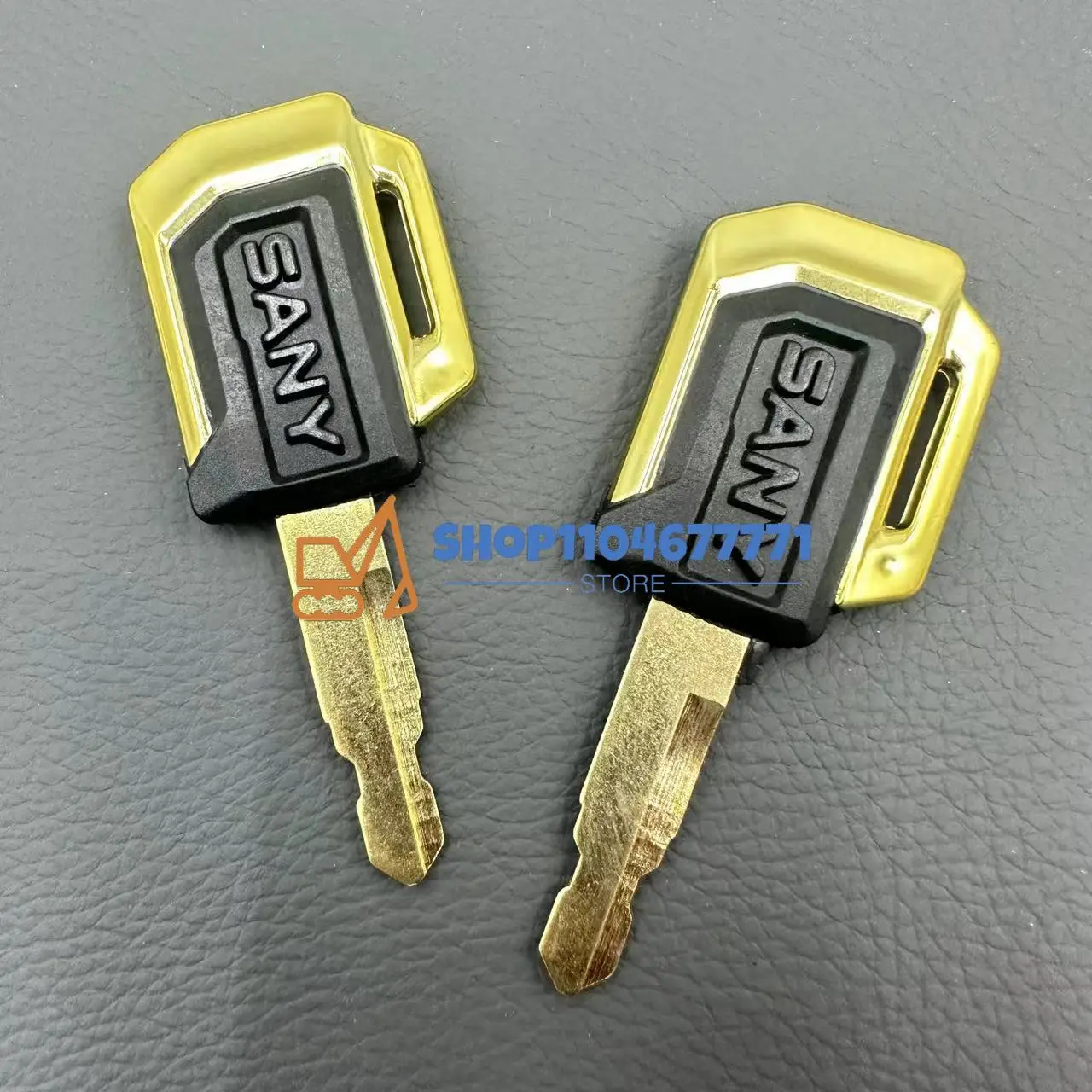 2PCS for Sany Excavator Original New Gold Key SY55 SY60 SY75 SY135 SY215 Open Door Ignition Keys