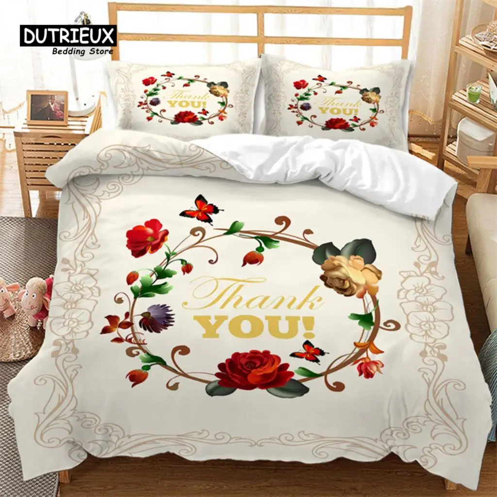 

Floral Duvet Cover Garden Flower Branches Bedding Set Leaves Comforter Cover Twin Full For Kids Girls Teens Adults Bedroom Decor