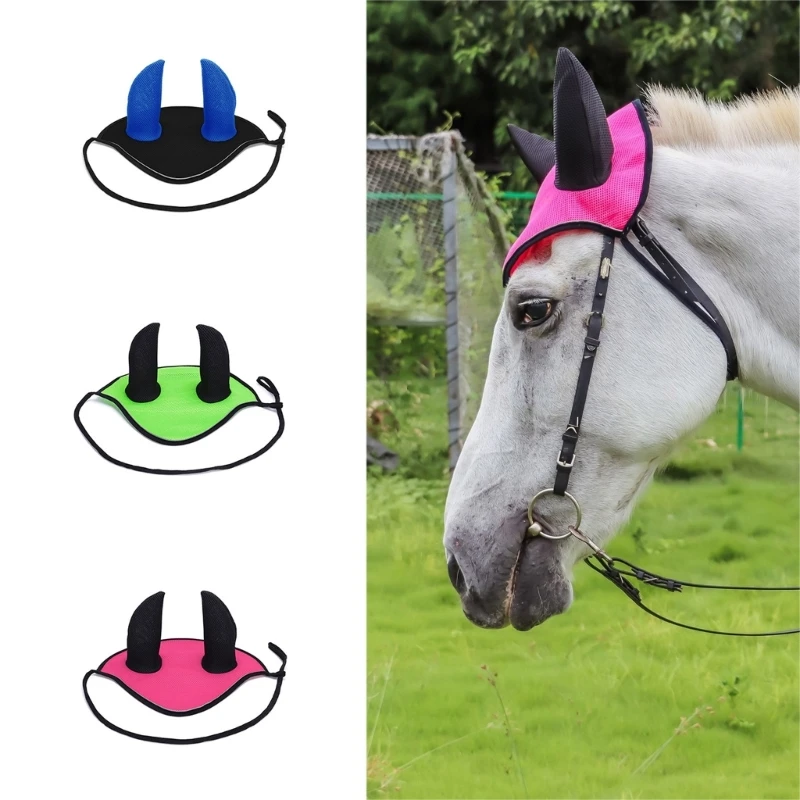 

Horse Riding Ear Cover Breathable Meshed Horse Ear Shield Equestrian Horse Equipment Fly Mask Bonnet Net Ear Protector 69HD