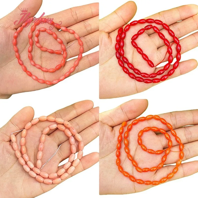 3x6/4x8/5x9mm Olivary Pink Red Orange Natural Coral Stone DIY Loose Beads 15 inch for Necklace Bracelets Earring Jewelry Making