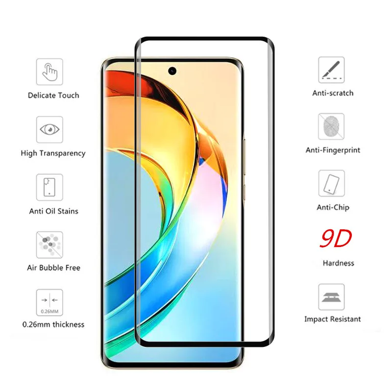 Upgrade Curved 9D Glass For Honor X9B Screen Protector Anti-Scratch Full Cover Black Edge Tempered Glass Film