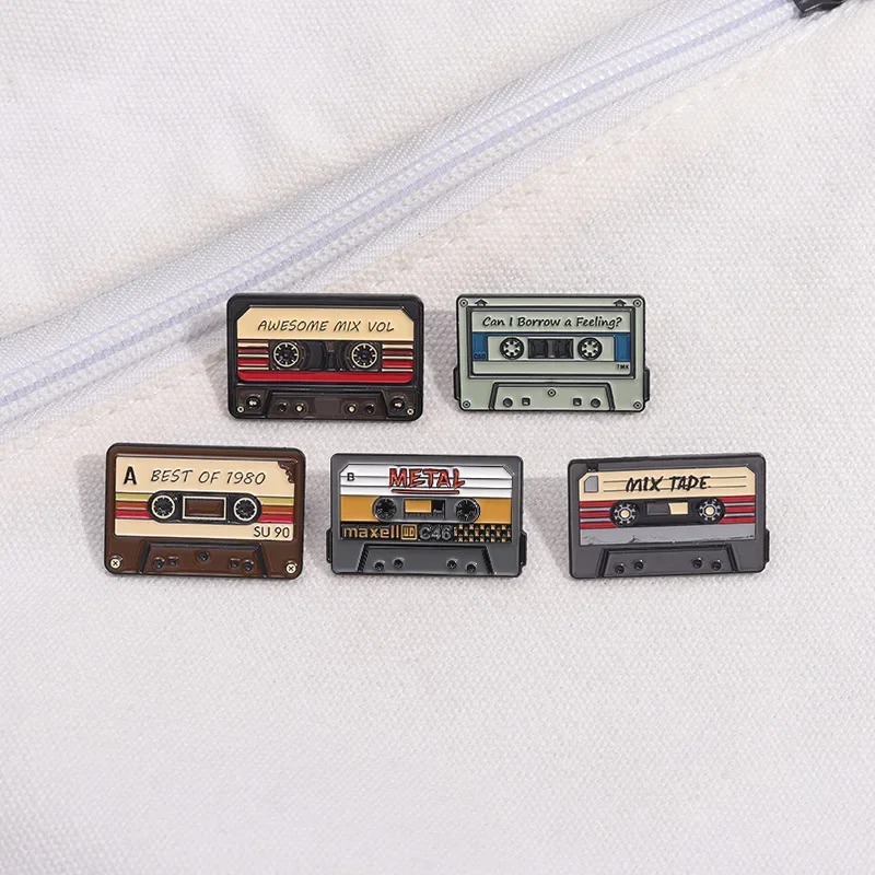 80‘s 90’s Retro Music Cassettes Enamel Pins Radio Cassette Tape Brooches Lapel Badges Backpack Punk Jewelry Gifts Wholesale view 4