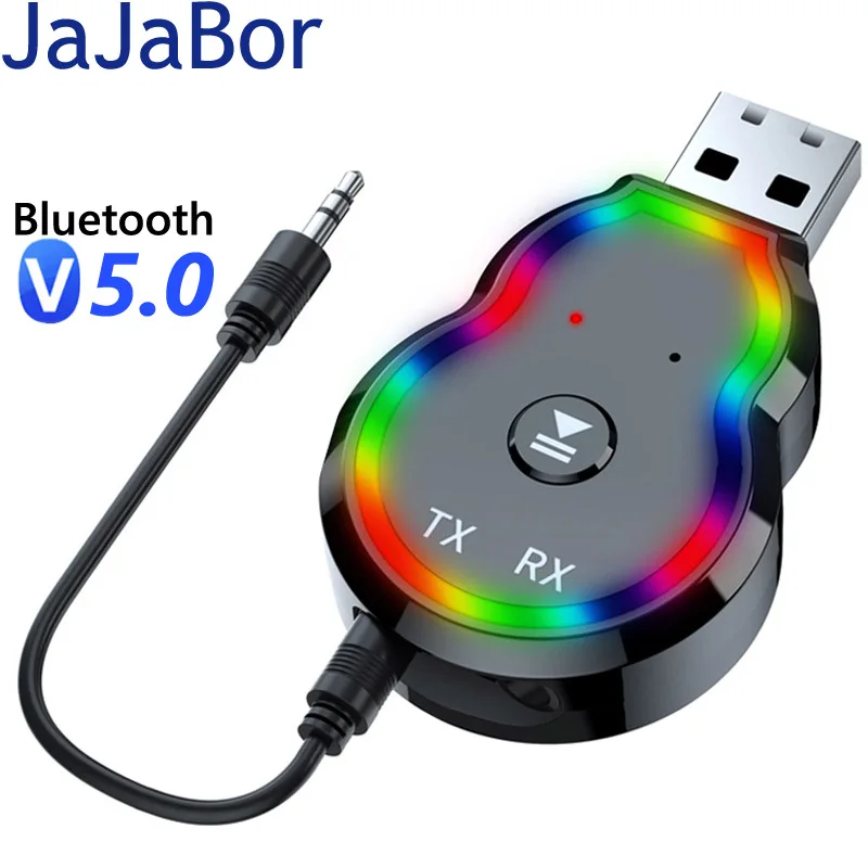 

JaJaBor Bluetooth 5.0 Aux Adapter USB Dongle 3.5mm Jack Car Audio Bluetooth Handsfree Kit Car Wireless Receiver Transmitter