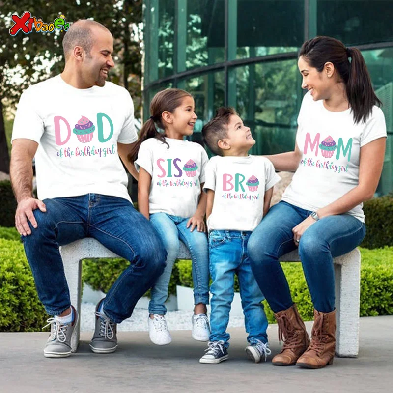 Birthday Girl Family T Shirt Ice Cream Family Shirts Parties Baby Personalized Name Party T-shirt Give Away Children\'s Stickers