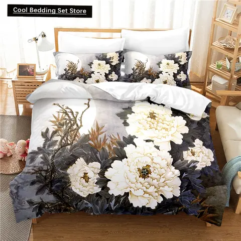 Elegant Flowers Bedding Set Duvet Cover Set 3d Bedding Digital Printing Queen Size Polyester Bedding Set Fashion Design Colorful