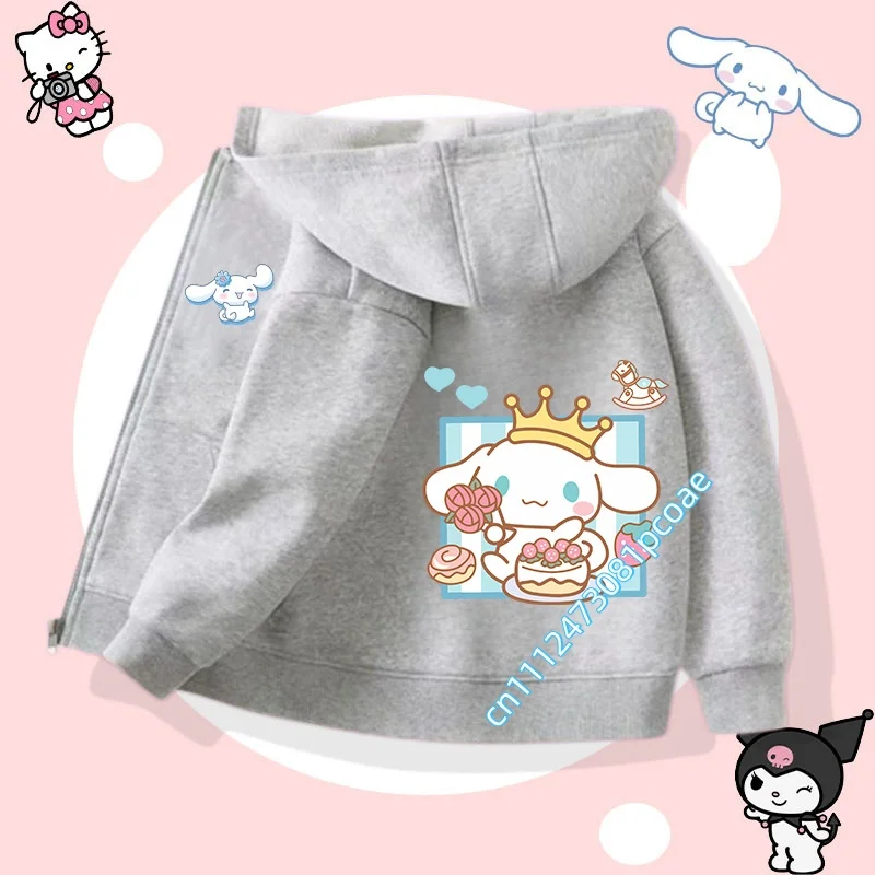 2026 New Design Cinnamon Dog Kids Zippered Hooded Sweatshirt Boys' Sport Shirt Girls' Casual Top Cartoon Print Fall/Winter Coat