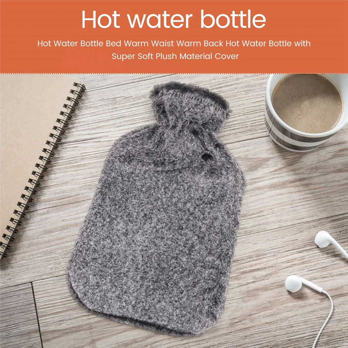 A71Z Botol Air Panas Tempat Tidur Pinggang Hangat Botol Air Panas Punggung Hangat dengan Penutup Bahan Super Lembut Mewah, A