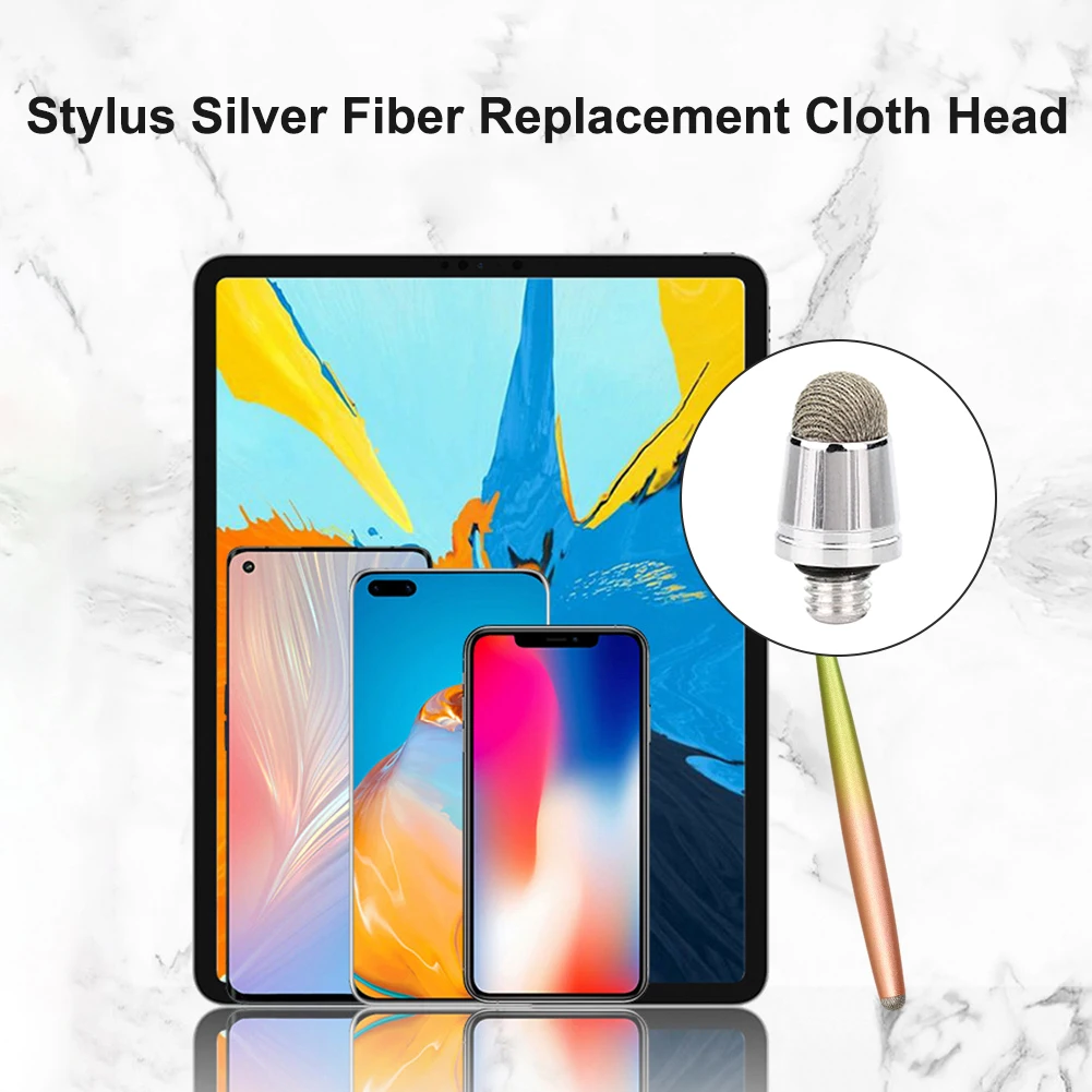 10Pcs Capacitance Tip Cloth Pen Tip Replacement Mesh Fiber Tips with M5x0.8 Thread for Capacitive Stylus Pens