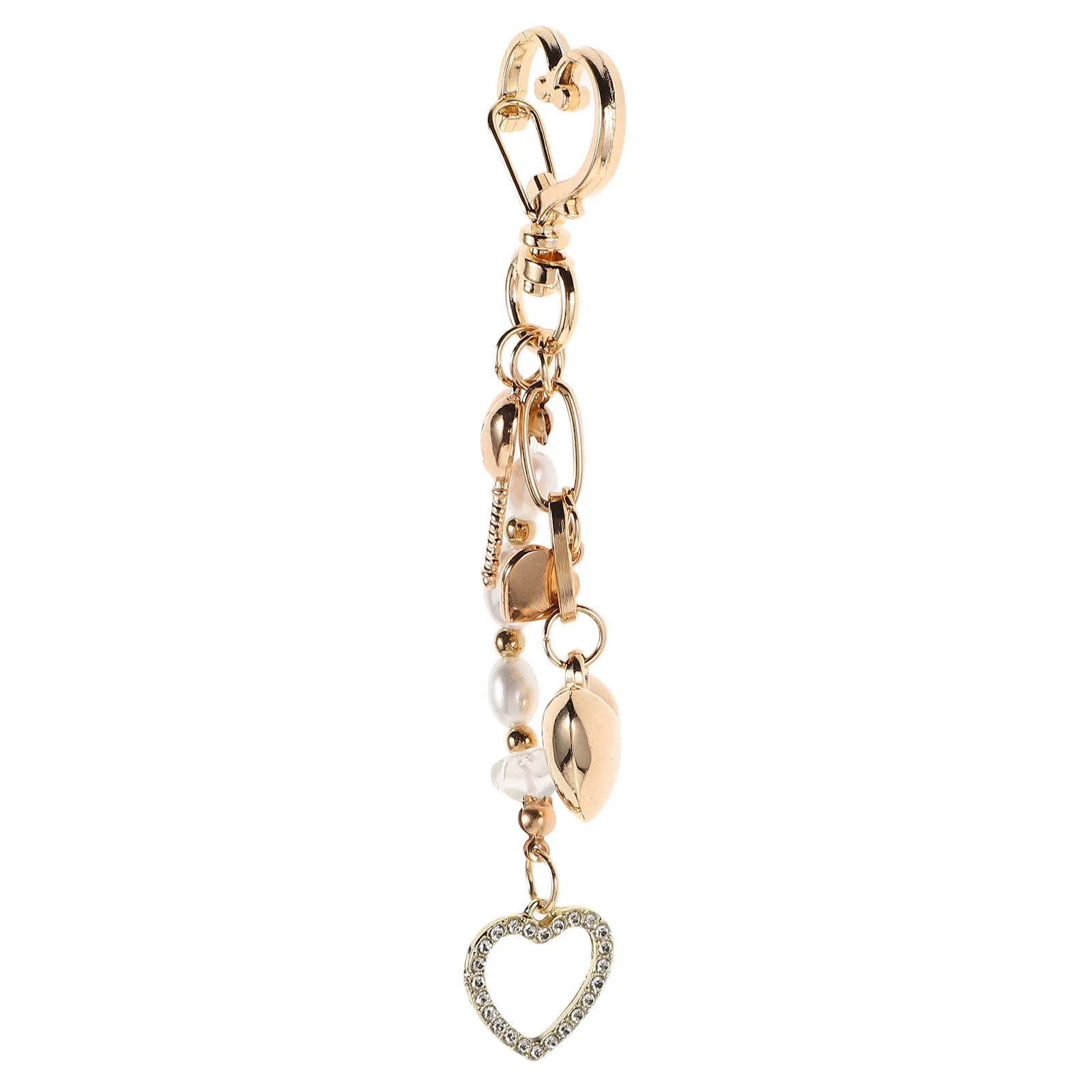 

Heart Shaped Keychain Fashionable Pearl Bead Design Cute Keychains for Women Bag Decoration Gifts Alloy Material