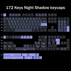 172Keys Double Shot Night Shadow Keycaps Cherry Profile ABS Nightshade Keycap For MX Switch Mechanical Keyboard ISO 61/87/980