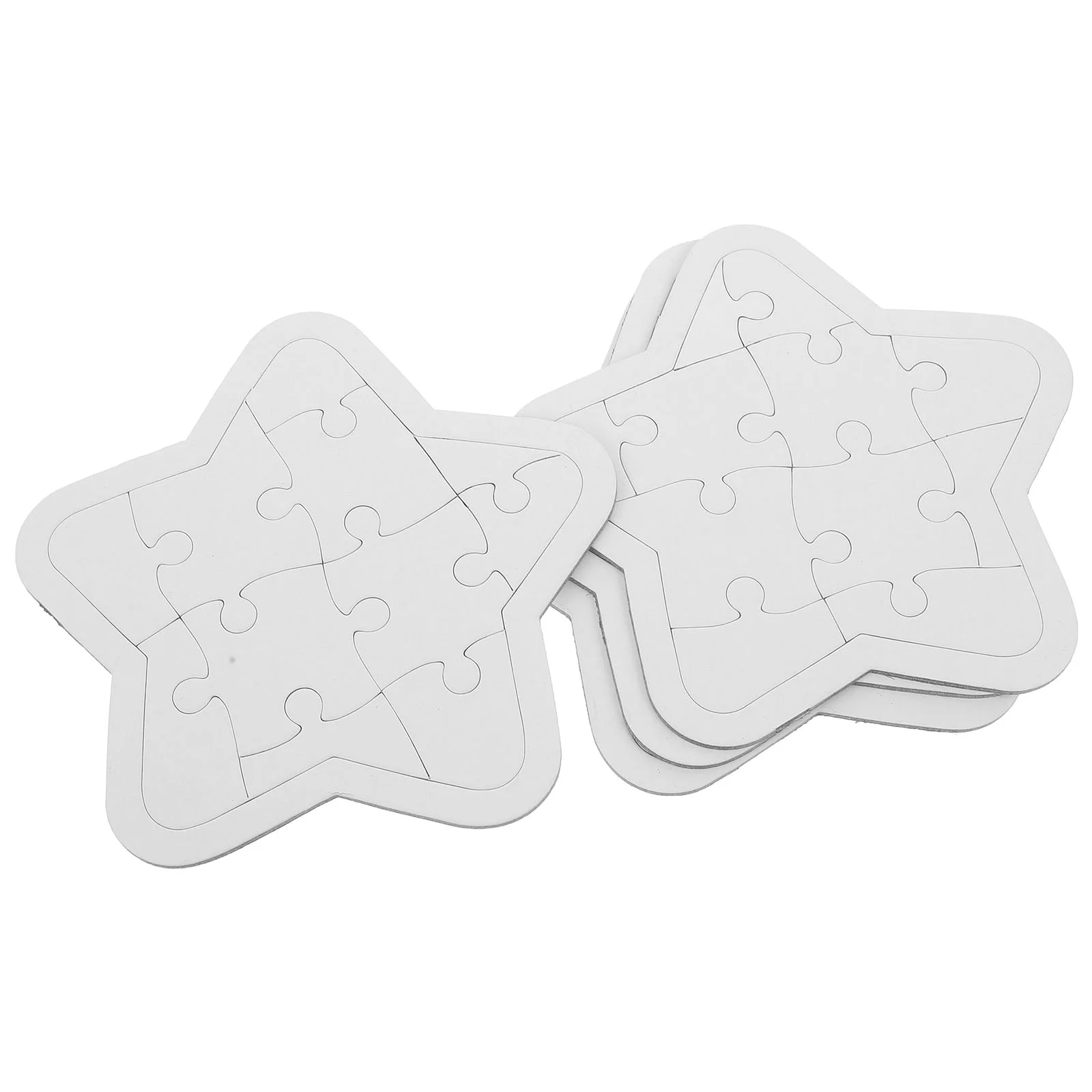 4 Sheets Children's Puzzle Toys Funny Games Star Shaped DIY Blank Puzzles Draw on Craft Stuff Crafts Square