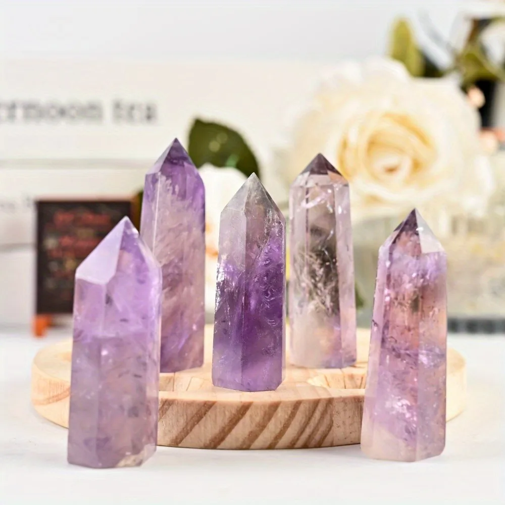 

Natural Amethyst Point for Crystal Decor or Gift for Couples Home Desktop Polished Crystal Boho Style