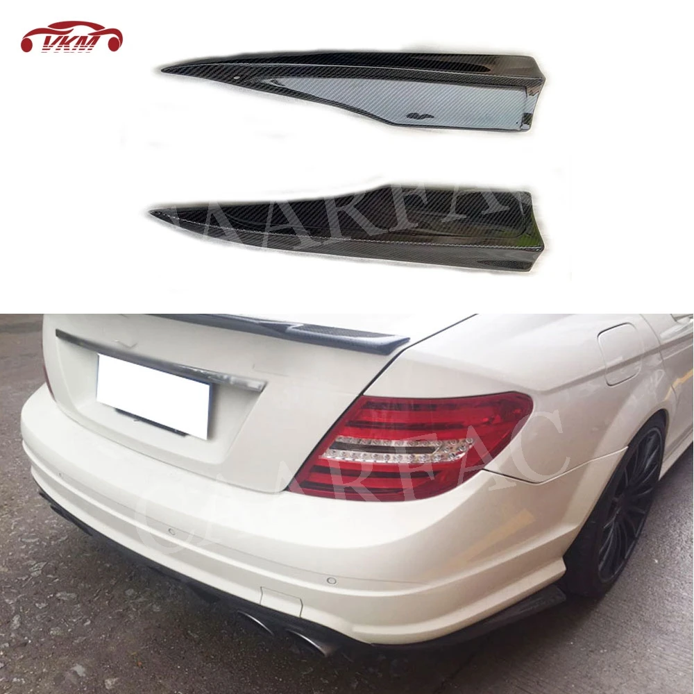 

2 PCS/Set Carbon Fiber Rear Lip Splitter Spoiler For Benz C Class W204 C63 AMG 2012 - 2014 FRP Bumper Apron Flap Car Accessories