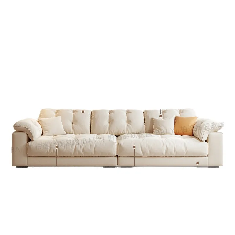 Cream wind cloud sofa high-end atmosphere light luxury household small apartment technology cloth sofa large seat deep flannel