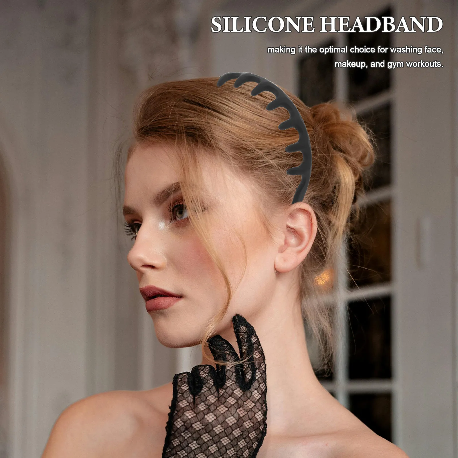 

2Pcs Soft Silicone Headbands Non-Slip Comb Headband with Teeth for Women Hair Styling Running Sports Yoga Gym Skincare Hair