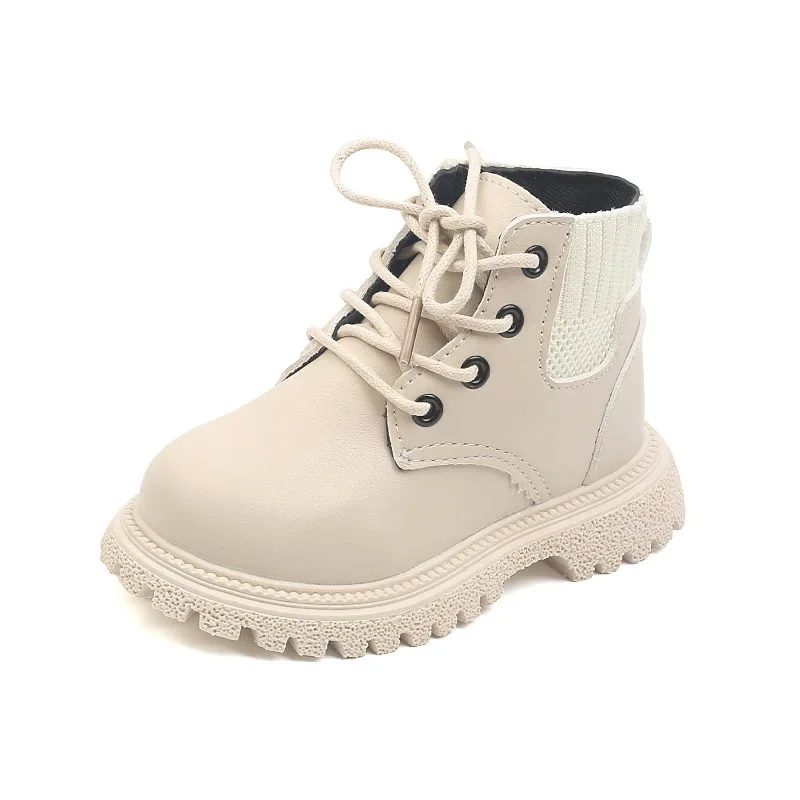 Children Short Boots Boys Fashion Tide Ankle Boots Autumn and Winter Girls Soft Sole Boots Single Boots Leather Boots Anti-skid